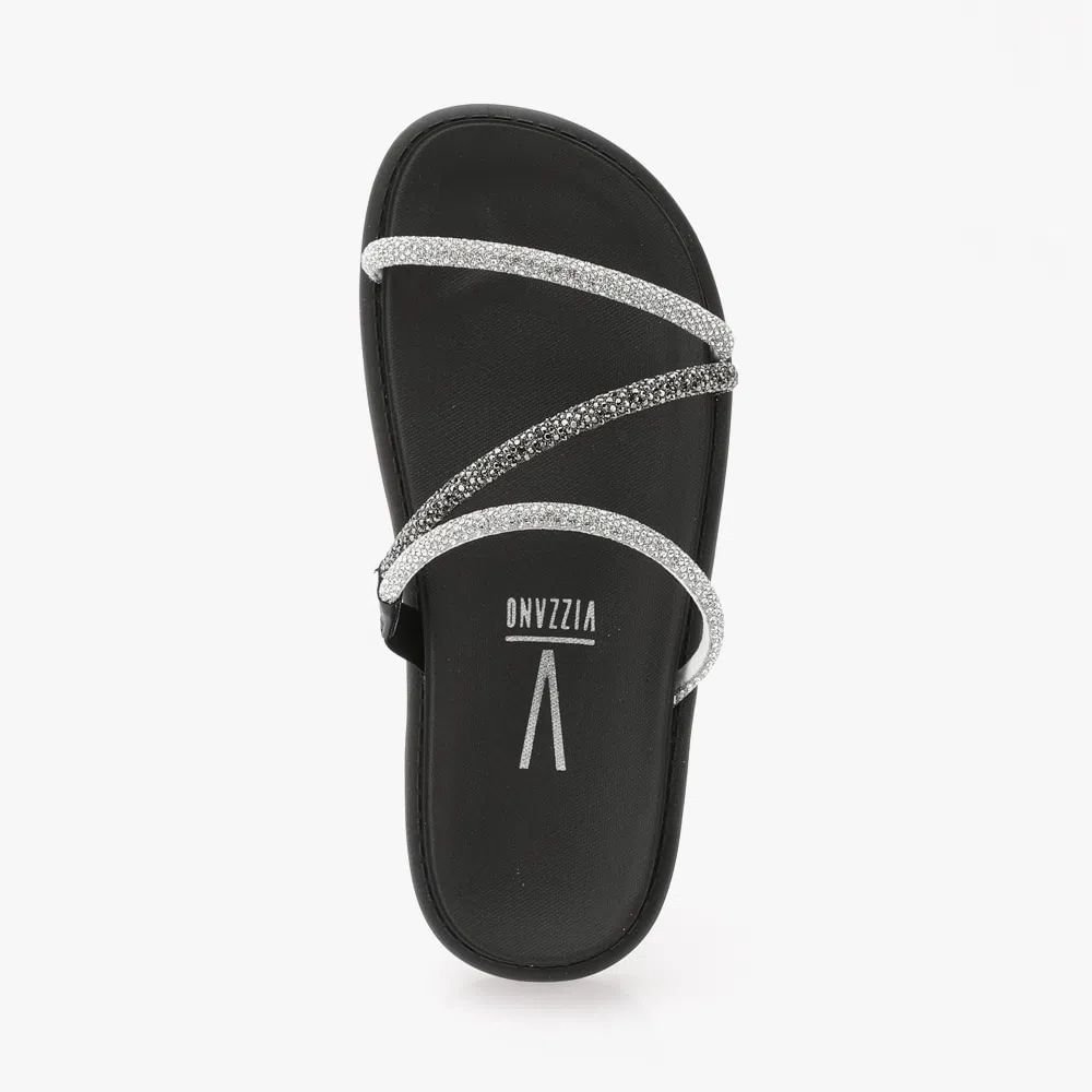 Tamanco Feminino Papete Vizzano Strass Preto Preto 2