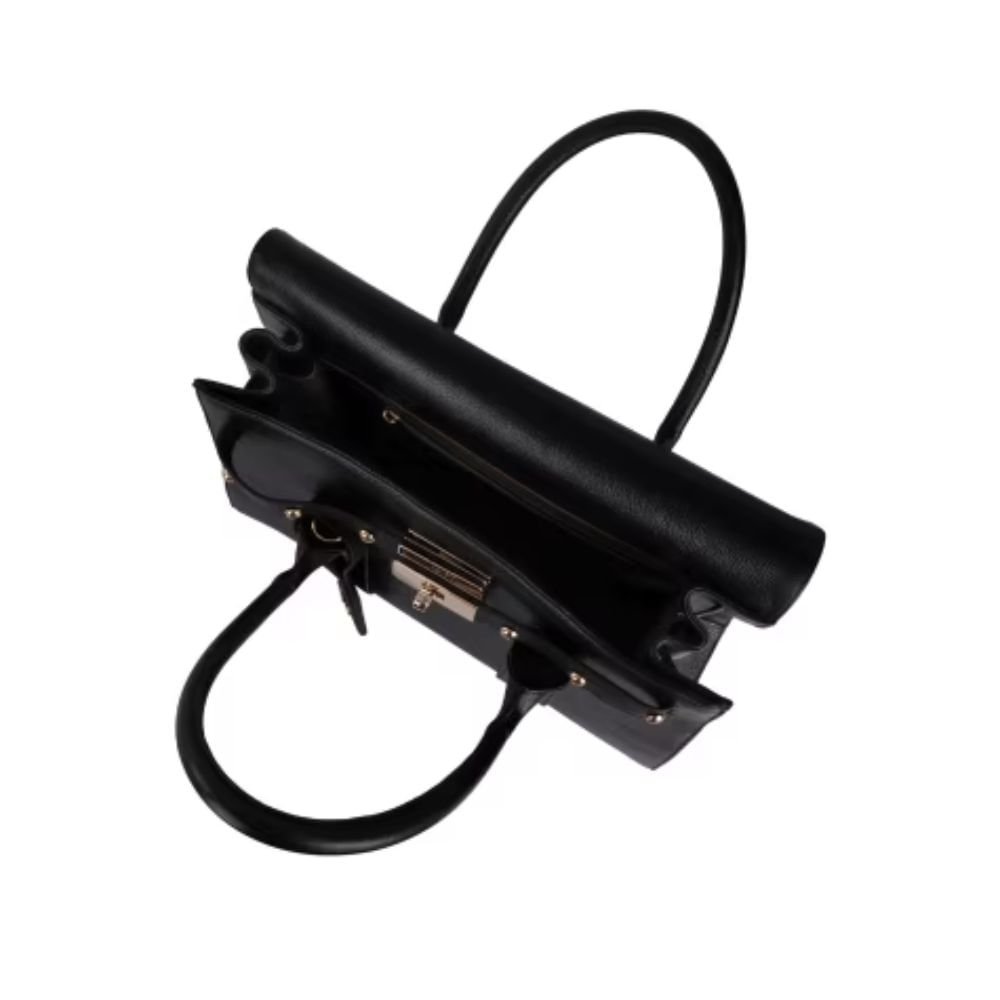 Bolsa Feminina Grande Faixa Com Passantes Luiza Barcelos Preta Preto 2