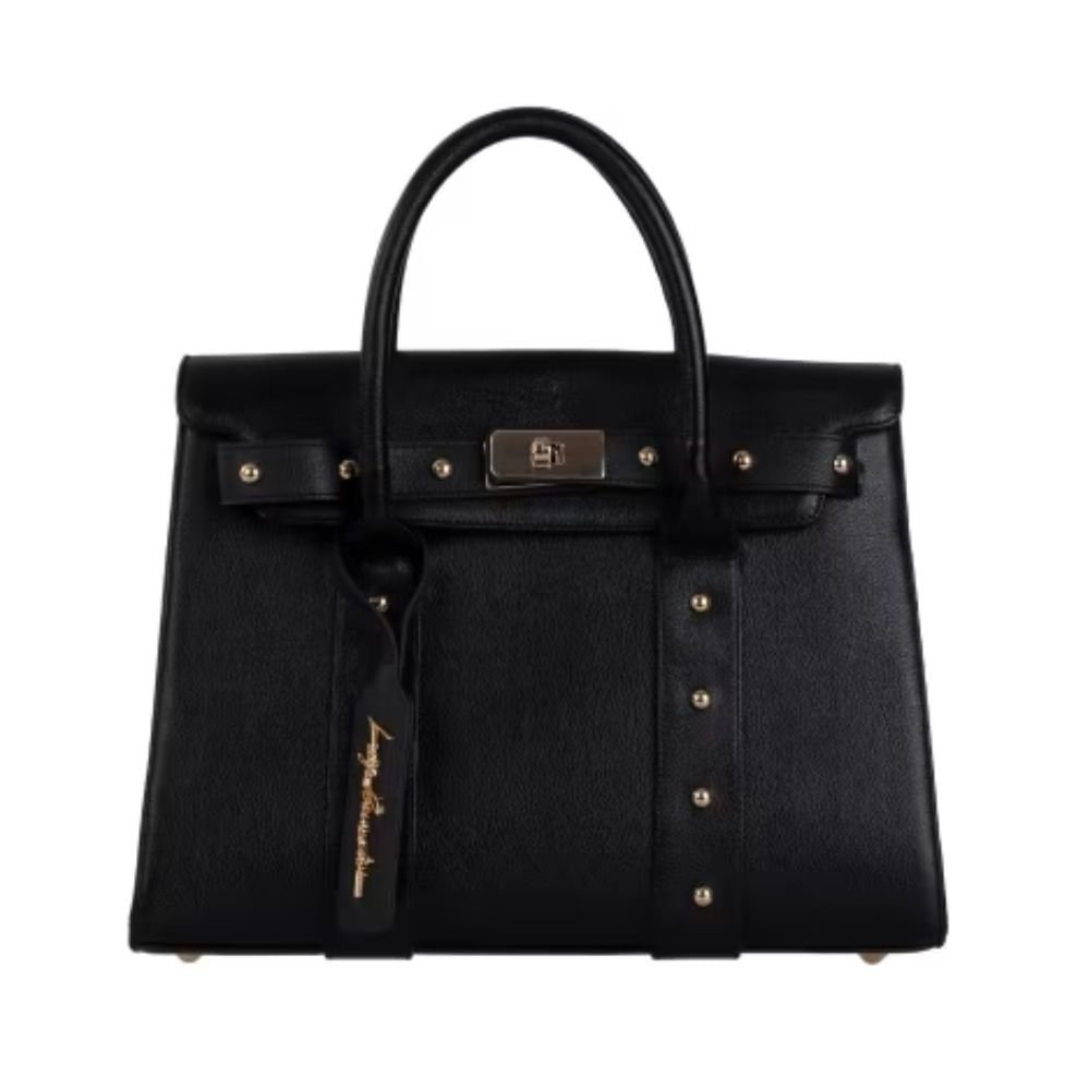 Bolsa Feminina Grande Faixa Com Passantes Luiza Barcelos Preta Preto 4