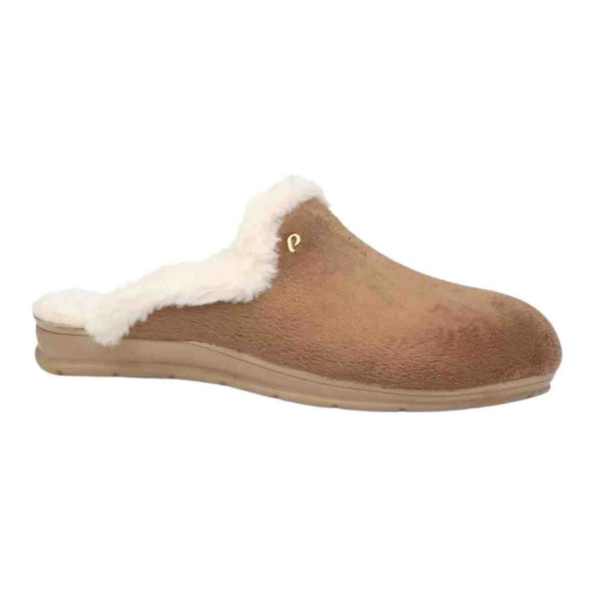 Pantufa Feminino Fechado Pegada Em Tecido Marrom