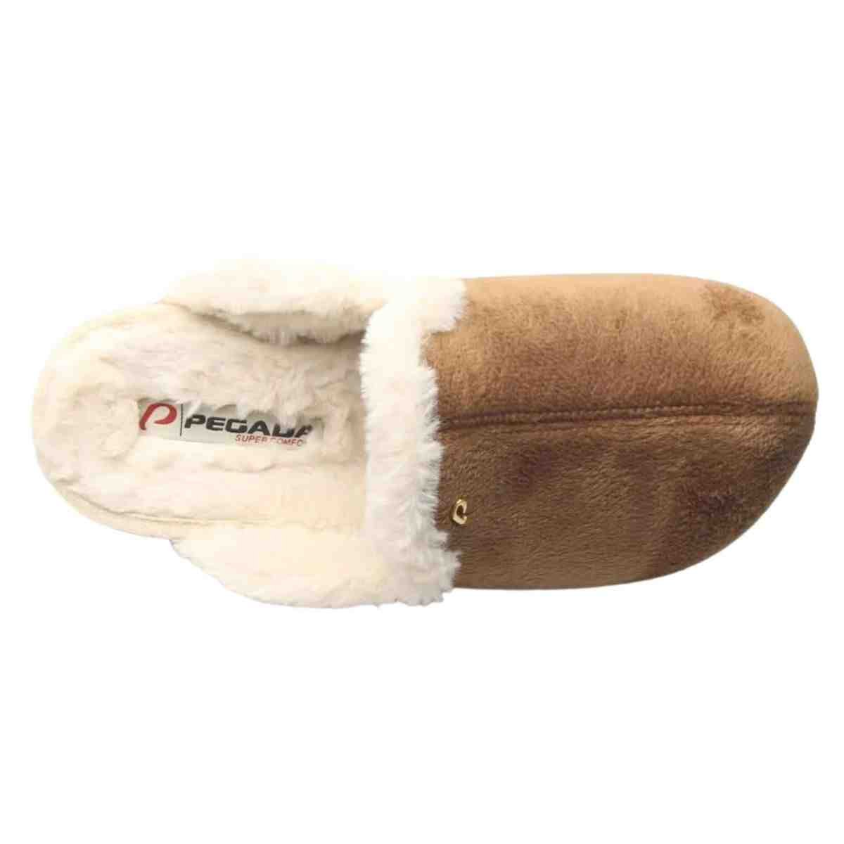 Pantufa Feminino Fechado Pegada Em Tecido Marrom Marrom 2