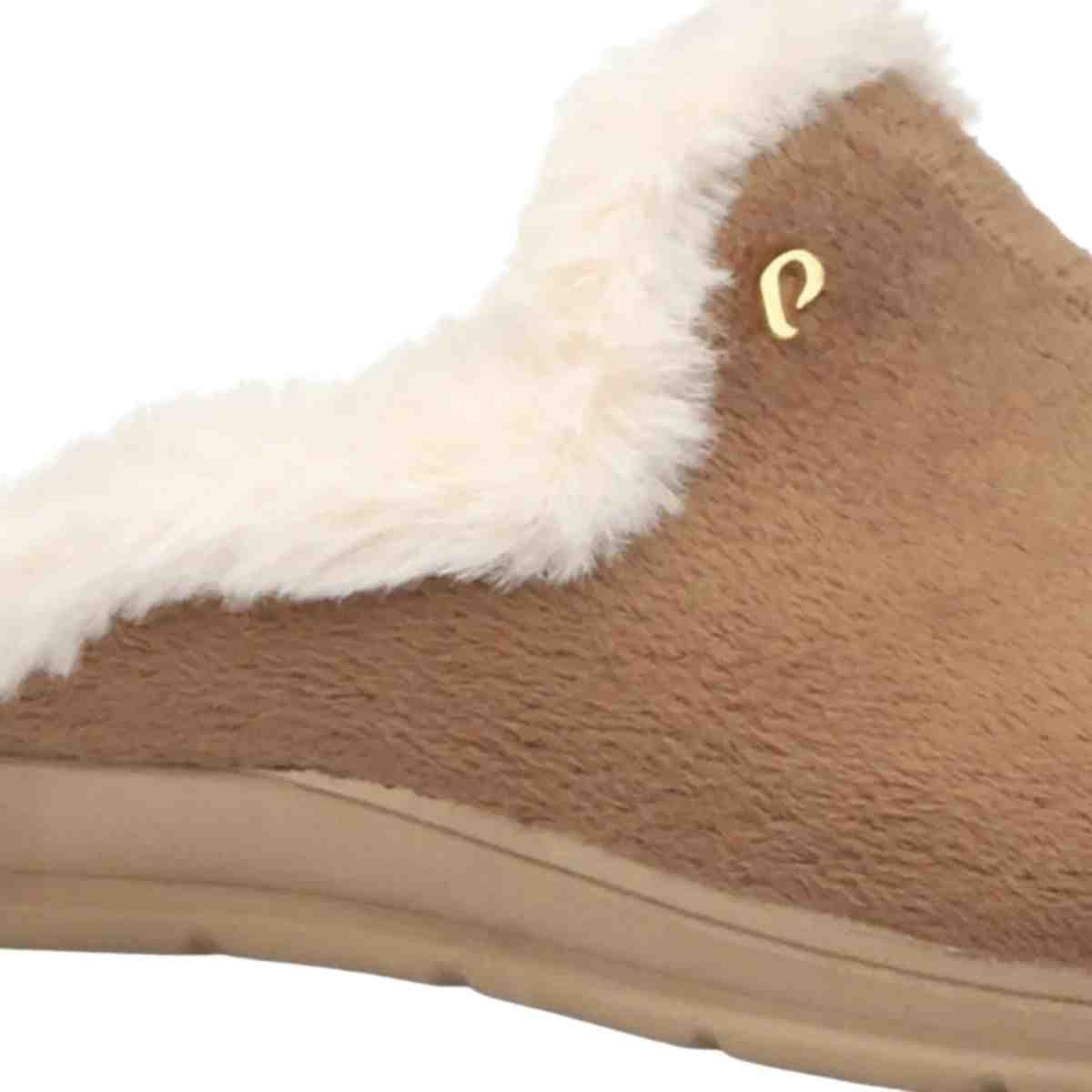 Pantufa Feminino Fechado Pegada Em Tecido Marrom Marrom 3