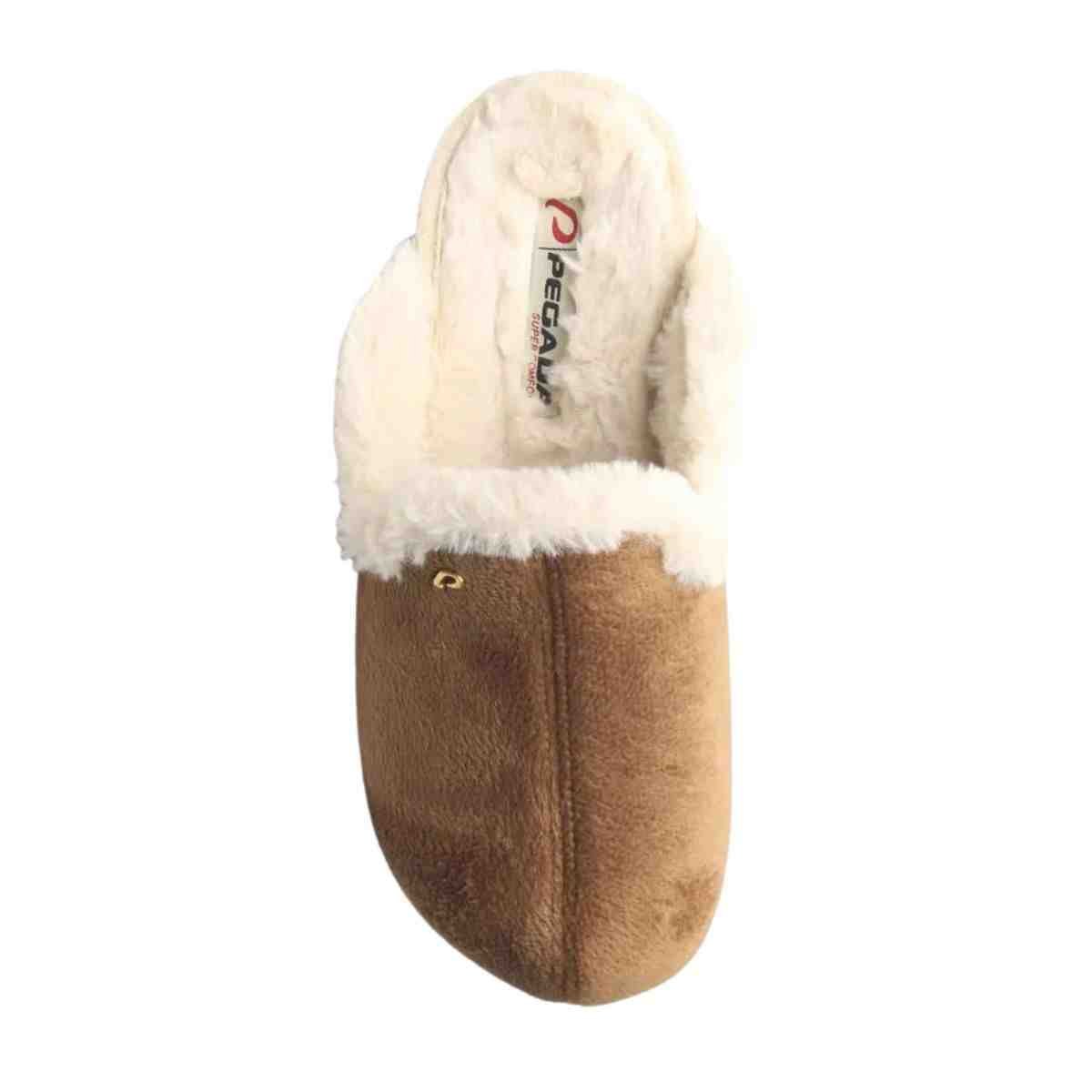 Pantufa Feminino Fechado Pegada Em Tecido Marrom Marrom 6