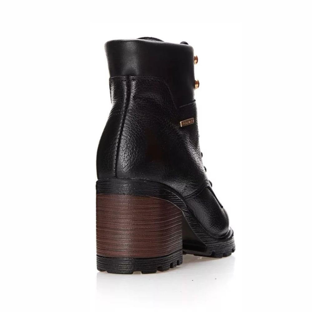 Bota Feminina Coturno Em Couro Pegada Preta Preto 3