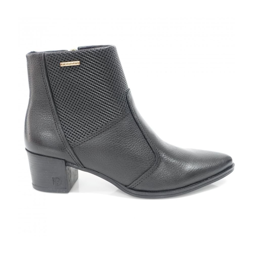 Bota Feminina Cano Baixo Em Couro Pegada Preta Preto 4