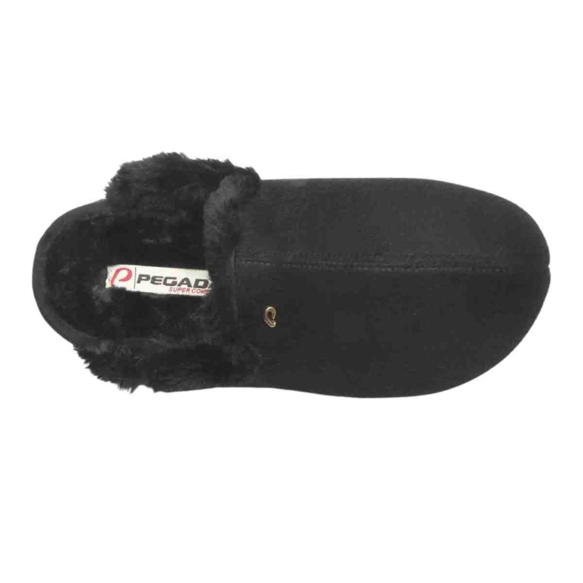 Pantufa Feminina Fechado Pegada Em Tecido Preta Preto 2