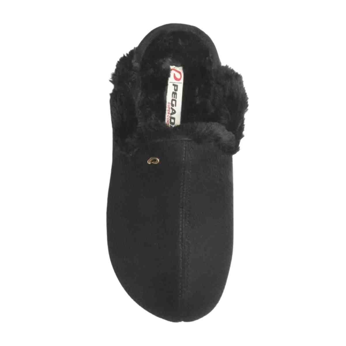 Pantufa Feminina Fechado Pegada Em Tecido Preta Preto 6