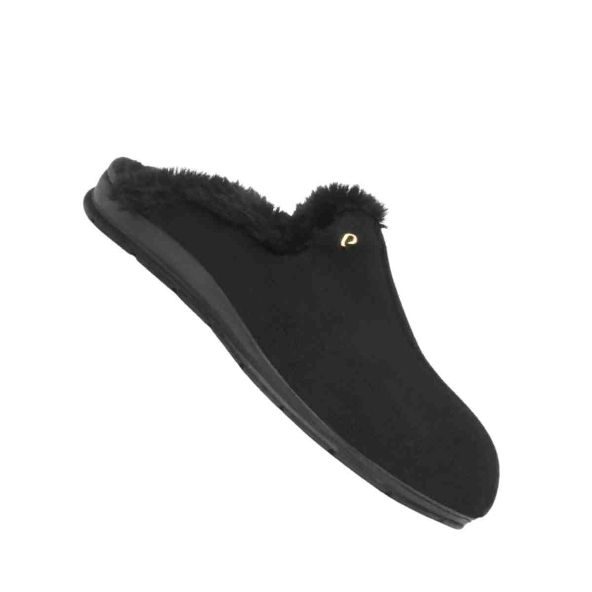 Pantufa Feminina Fechado Pegada Em Tecido Preta Preto 7
