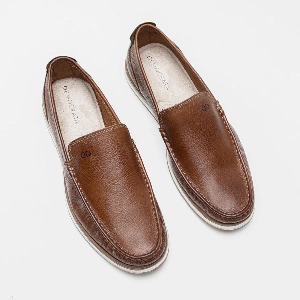 Sapato Mocassim Masculino Democrata Denim Flow Conhaque Multicores 5