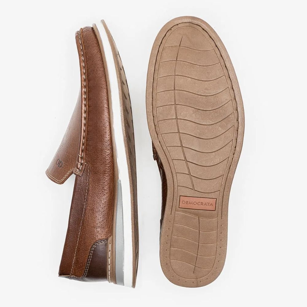 Sapato Mocassim Masculino Democrata Denim Flow Conhaque Multicores 7