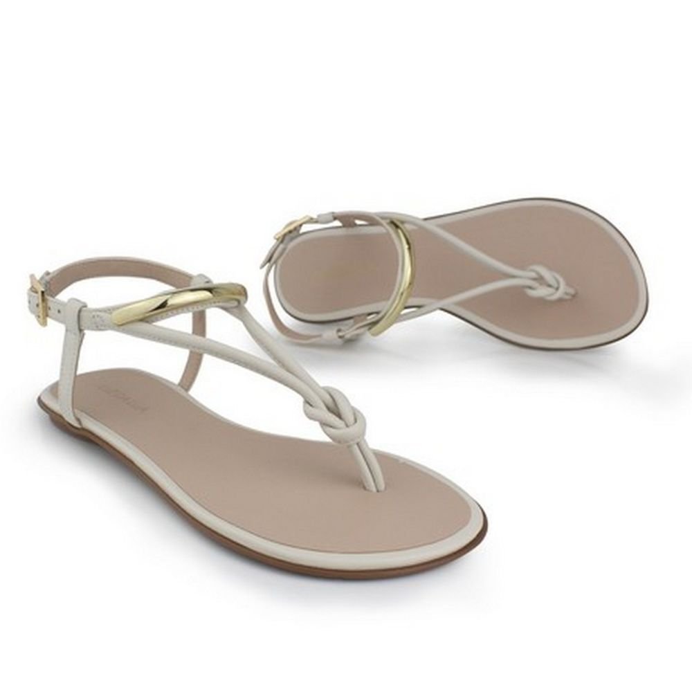 Sandália Feminina Rasteira Luz Da Lua Saara Panna Branco 2