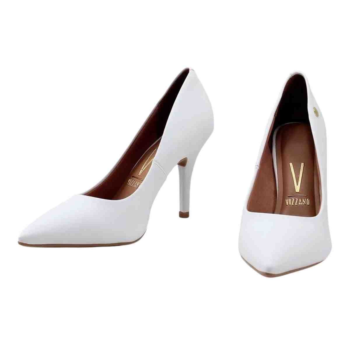 Sapato Feminino Scarpin Salto Alto Vizzano Branco Branco 4