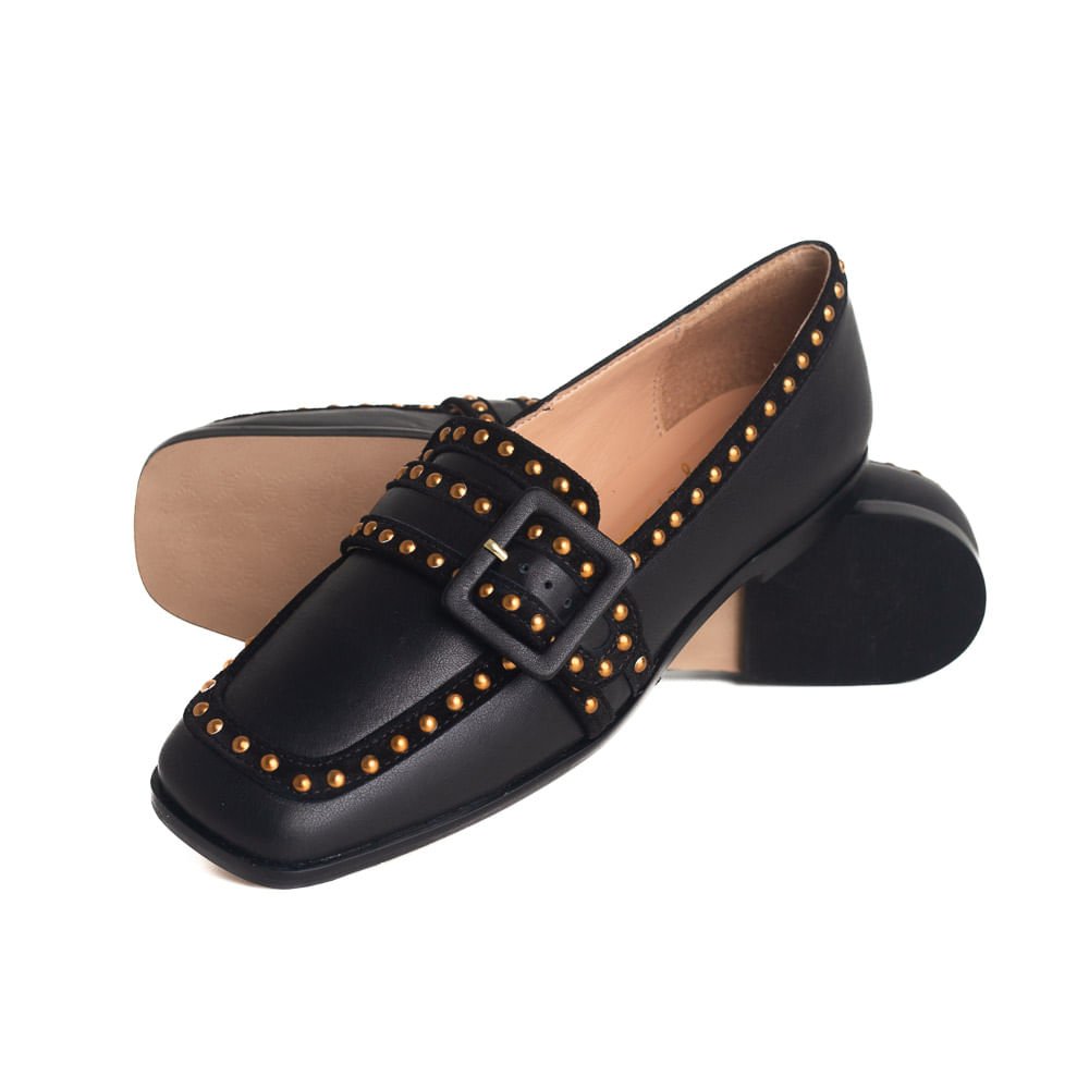 Sapato Feminino Mocassim Luiza Barcelos Preto Preto 2