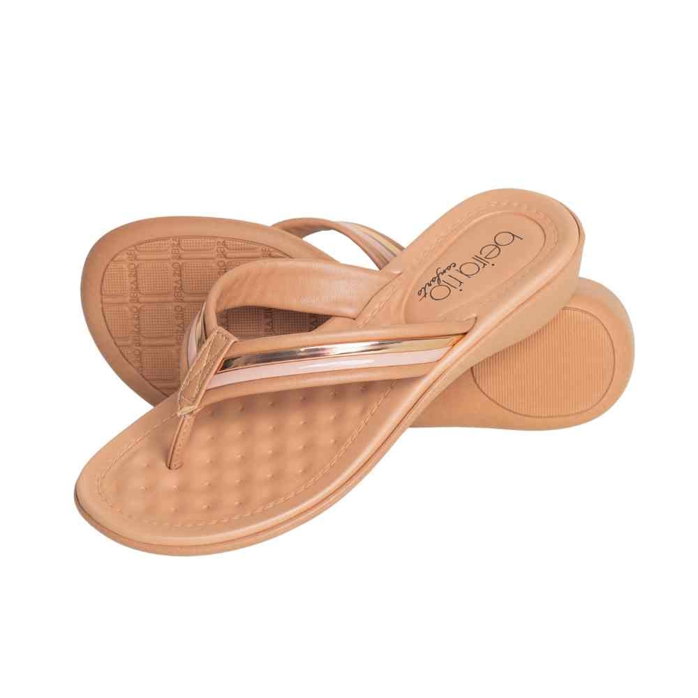 Tamanco Feminino Anabela Beira Rio Nude/Rosa/Ouro Rosado 10