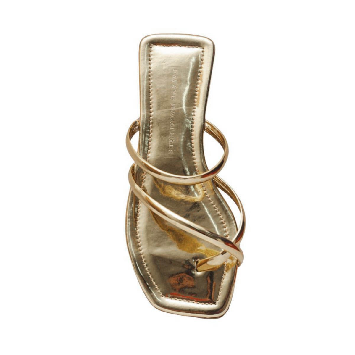 Tamanco Flat Dayane Magalhães Equilíbrio Dourado Metálico Dourado 3