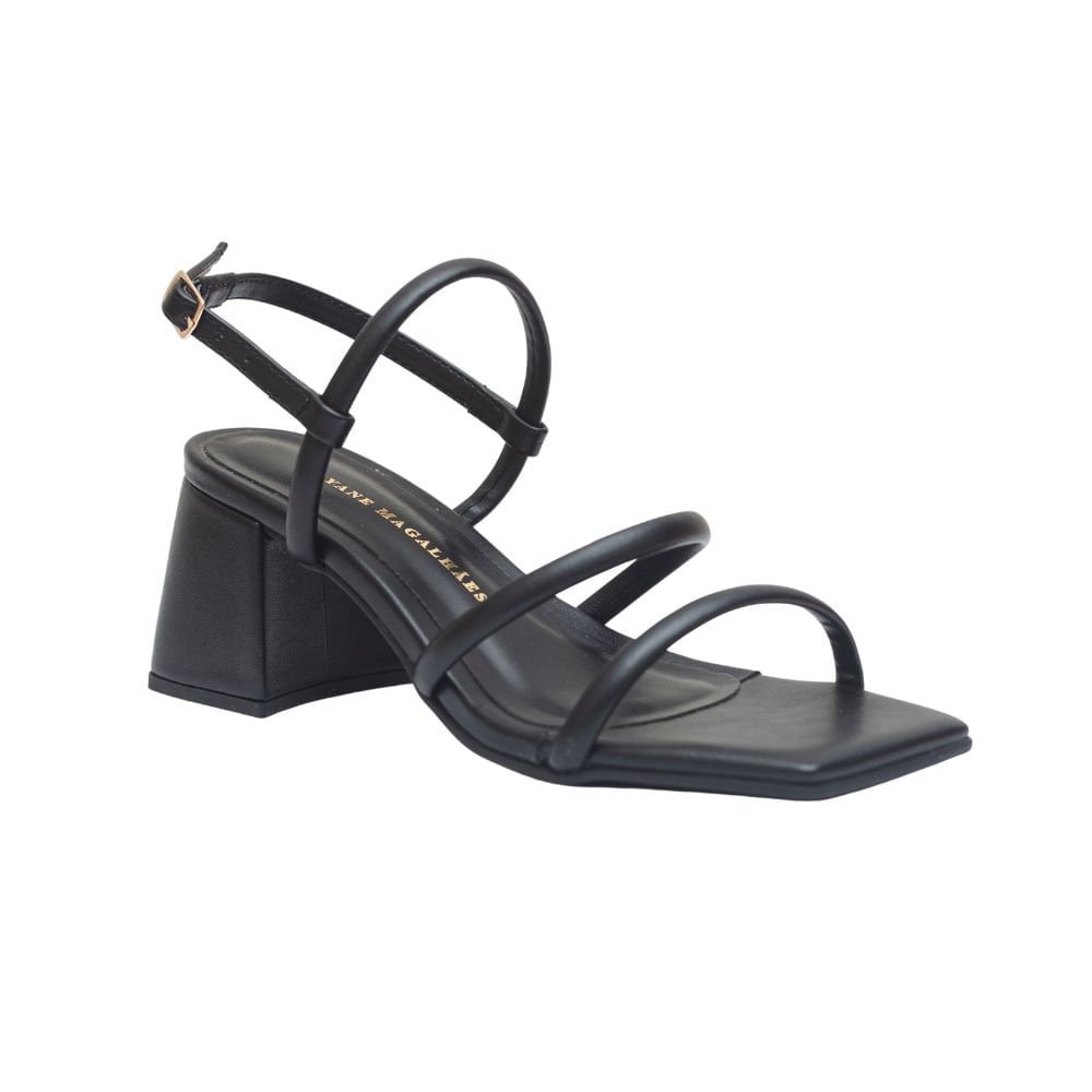 Sandália Salto Bloco Feminina Equilíbrio Dayane Magalhães Preta Preto 2