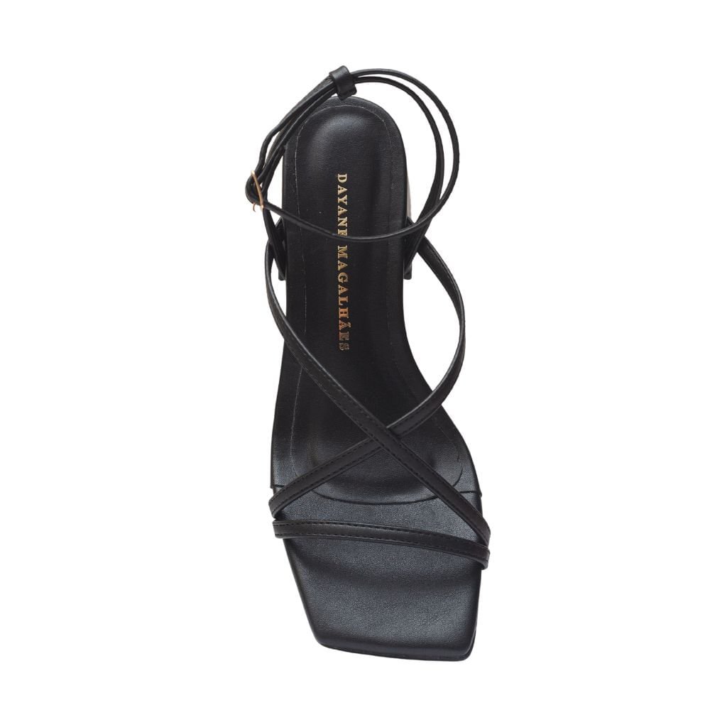 Sandália Equilíbrio Feminina Salto Bloco Dayane Magalhães Preta Preto 3