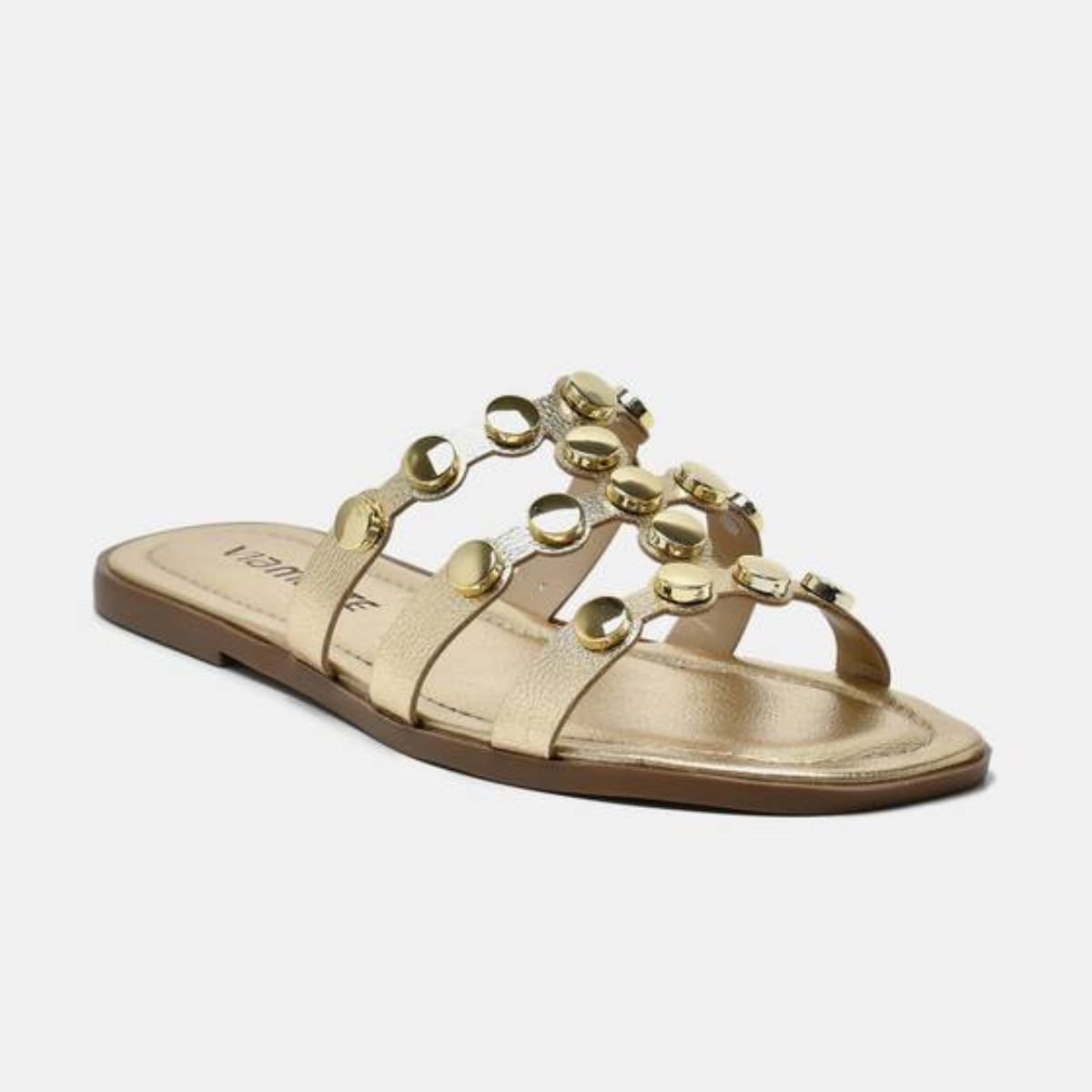 Tamanco Feminino Rasteiro Via Marte 23-20608-01 Dourado 2