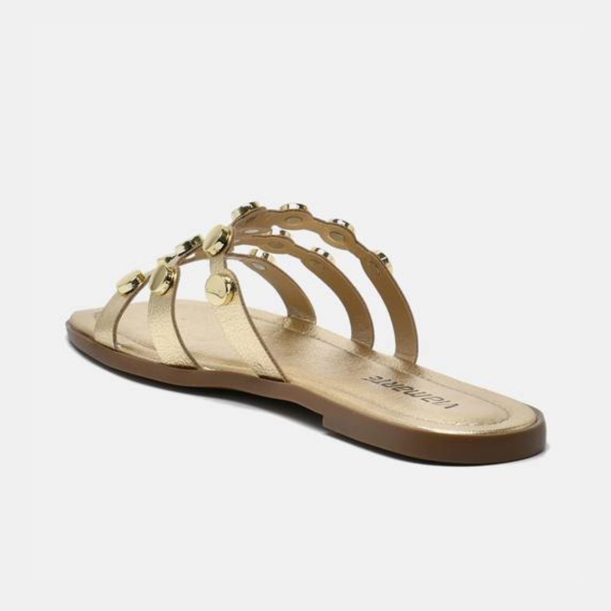 Tamanco Feminino Rasteiro Via Marte 23-20608-01 Dourado 4