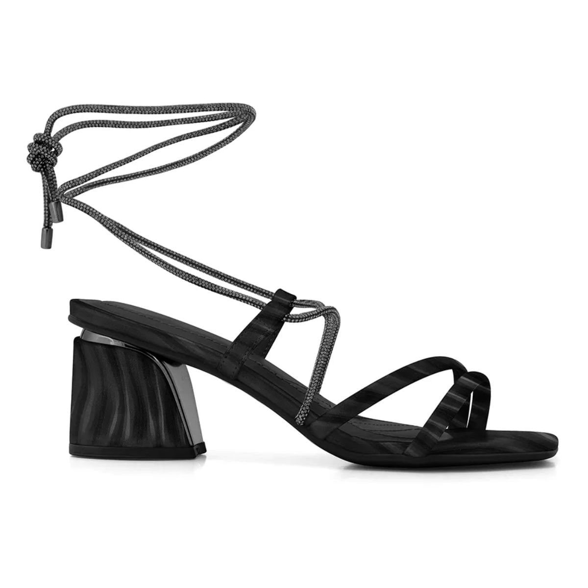 Sandália Feminina Salto Médio Grosso Ramarim Preta Preto 1