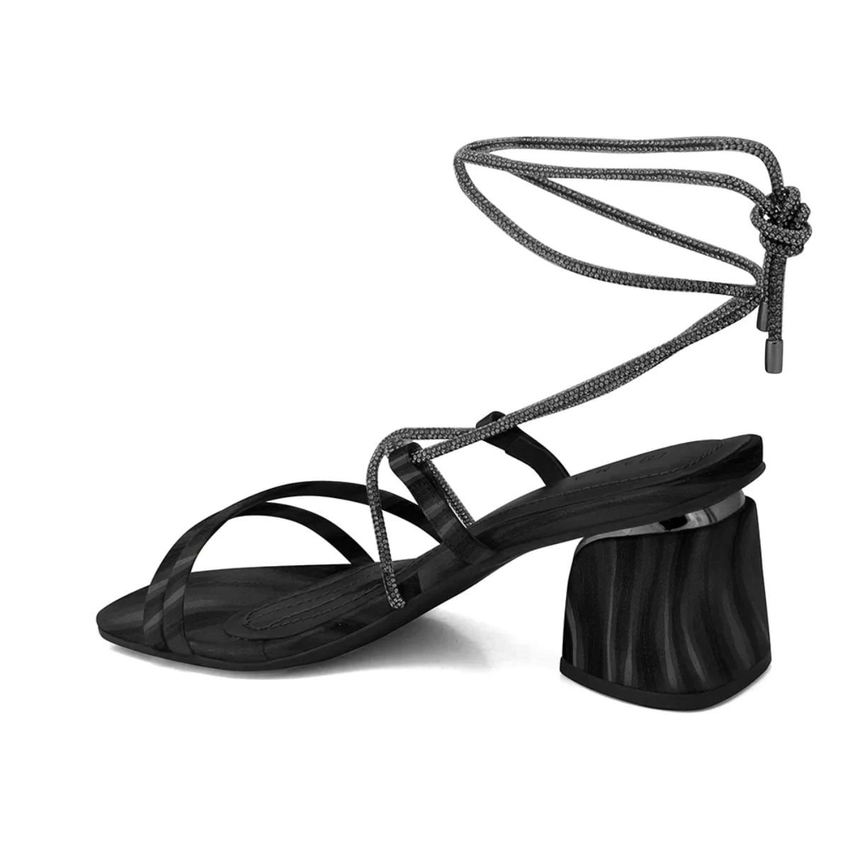 Sandália Feminina Salto Médio Grosso Ramarim Preta Preto 3