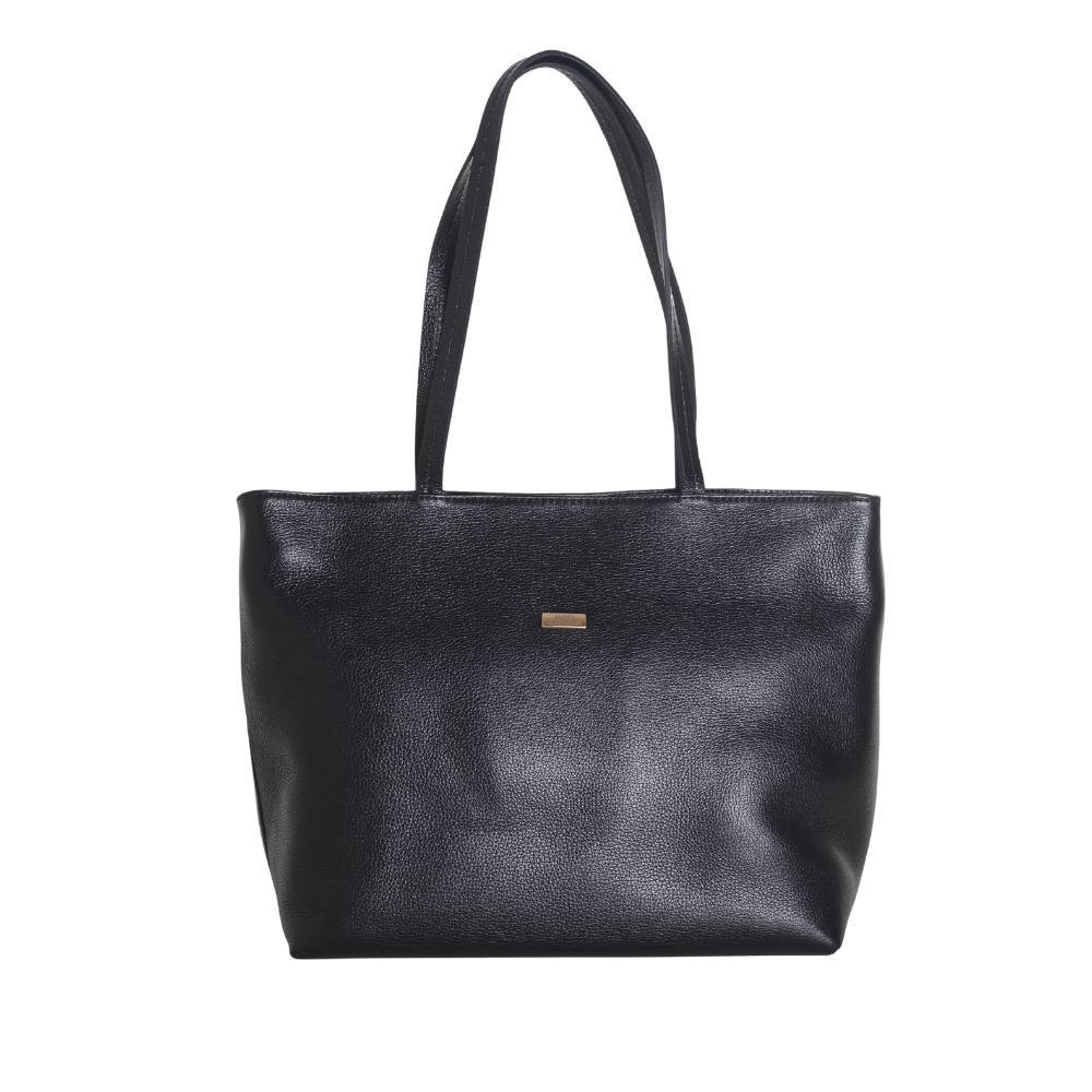Bolsa Feminina Grande Dayane Magalhães Couro Preta Preto 1