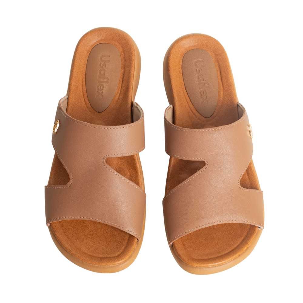 Tamanco Feminino Rasteiro Usaflex Ag0206 Camel 2
