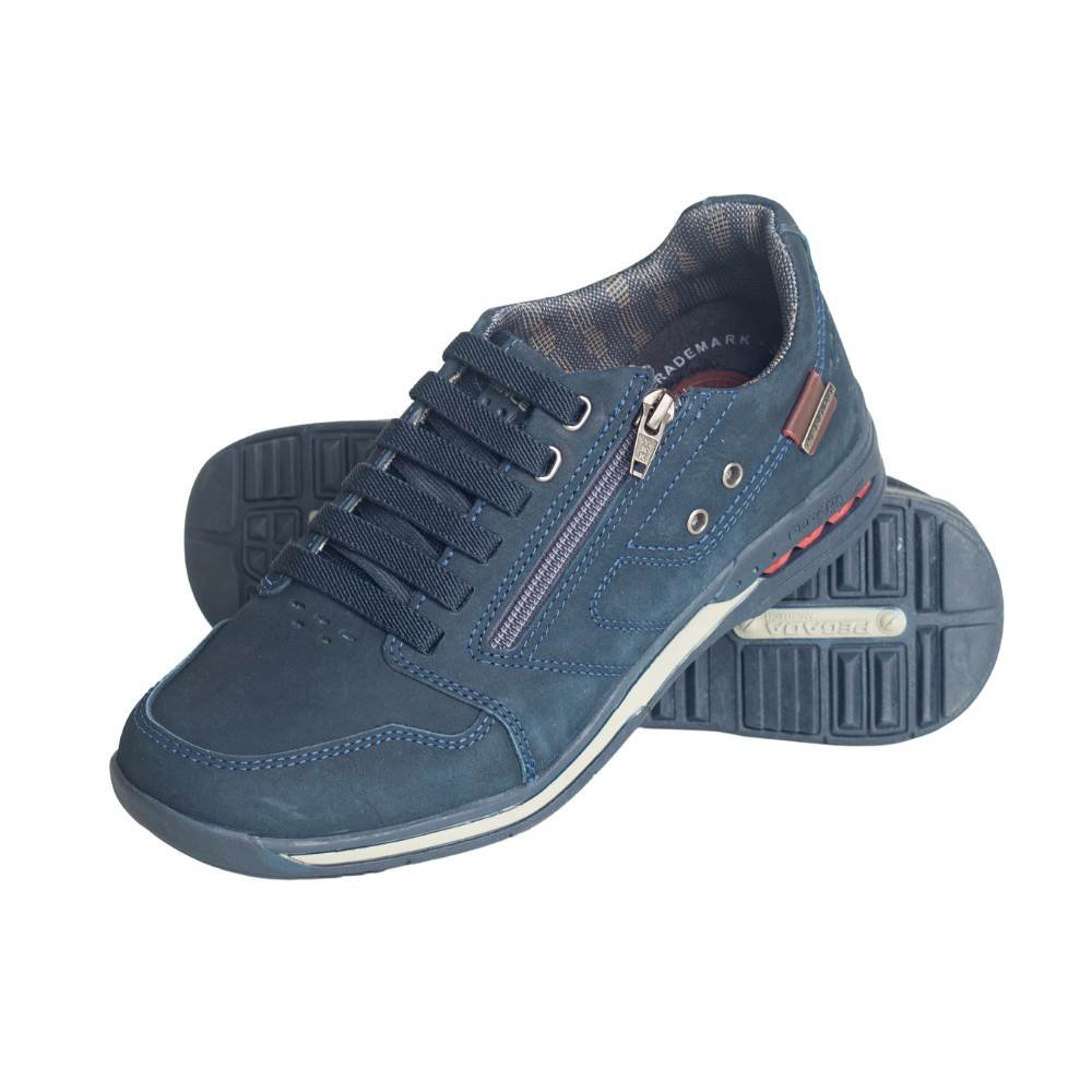 Sapatênis Masculino Em Couro Pegada Azul Marinho Azul 3