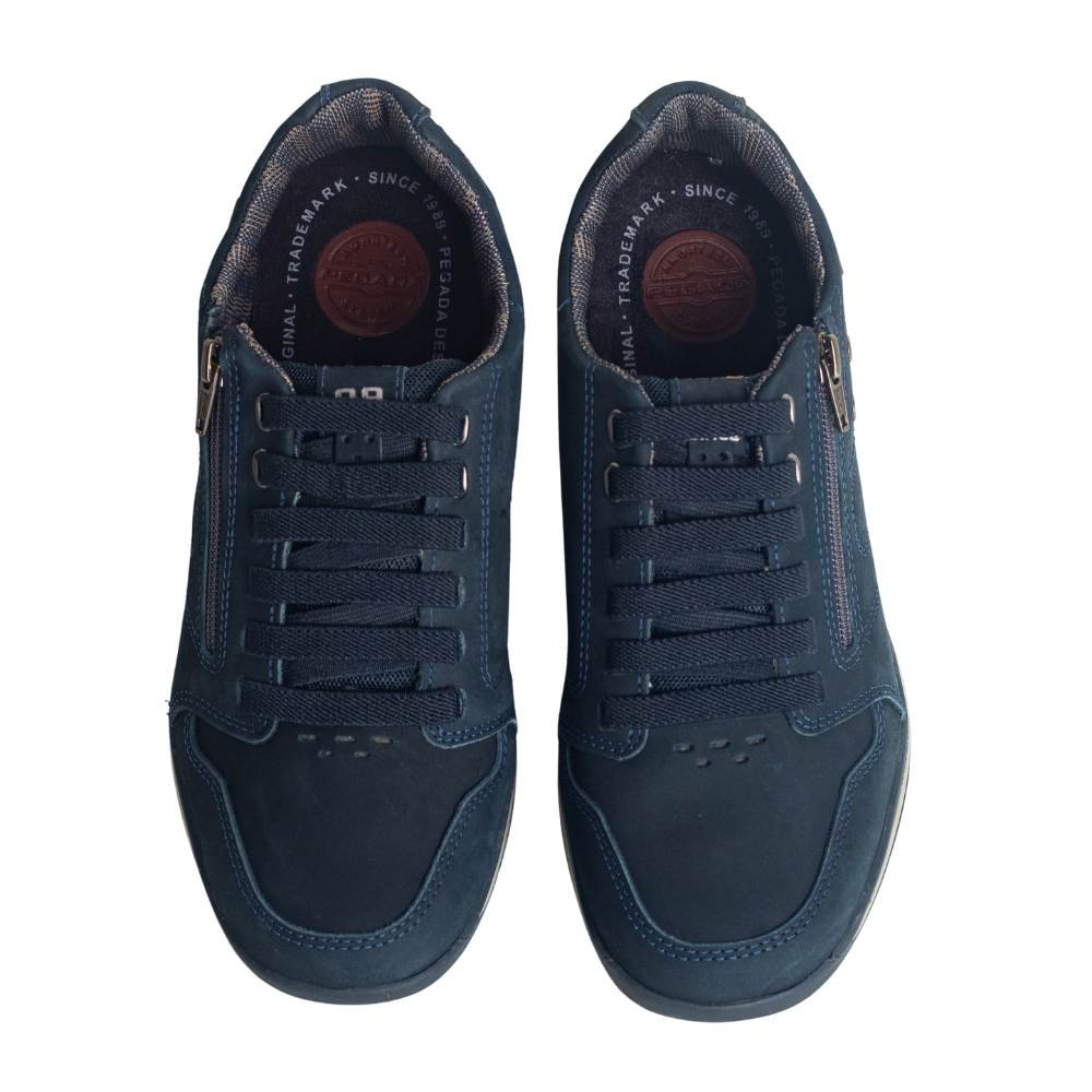 Sapatênis Masculino Em Couro Pegada Azul Marinho Azul 7