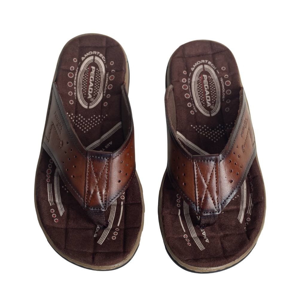 Chinelo Masculino Dedo Em Couro Pegada Marrom Marrom 2