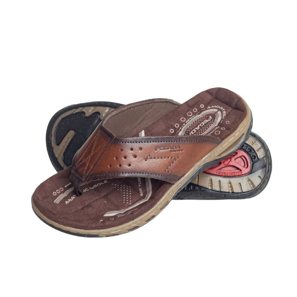 Chinelo Masculino Dedo Em Couro Pegada Marrom Marrom 3