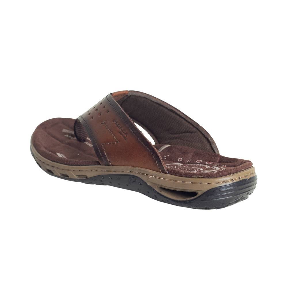Chinelo Masculino Dedo Em Couro Pegada Marrom Marrom 4