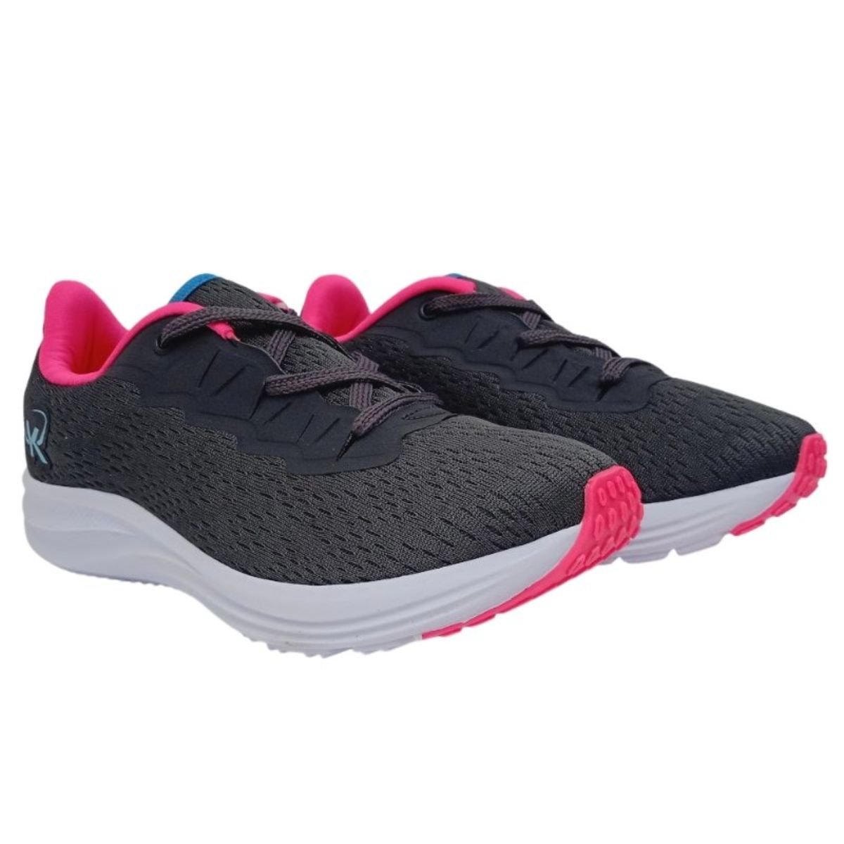 Tênis Infantil Menina Running Kidy Cinza E Rosa Preto 2