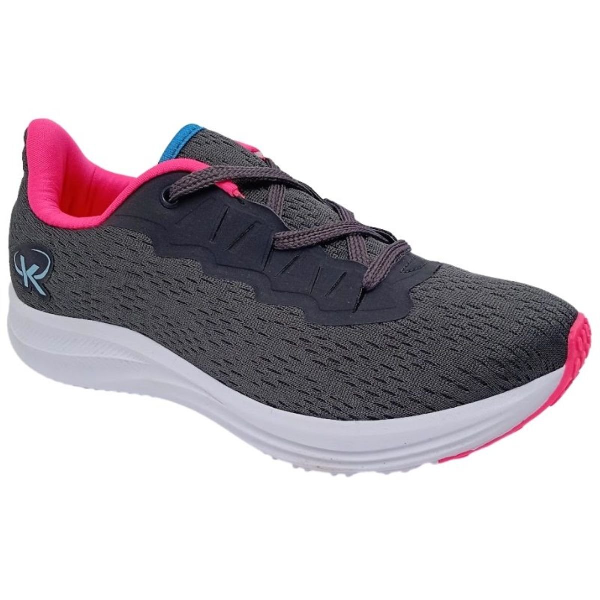 Tênis Infantil Menina Running Kidy Cinza E Rosa Preto 4
