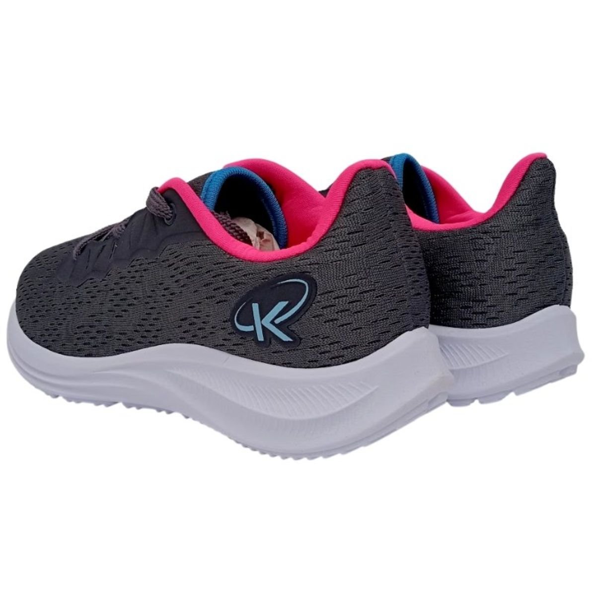 Tênis Infantil Menina Running Kidy Cinza E Rosa Preto 5