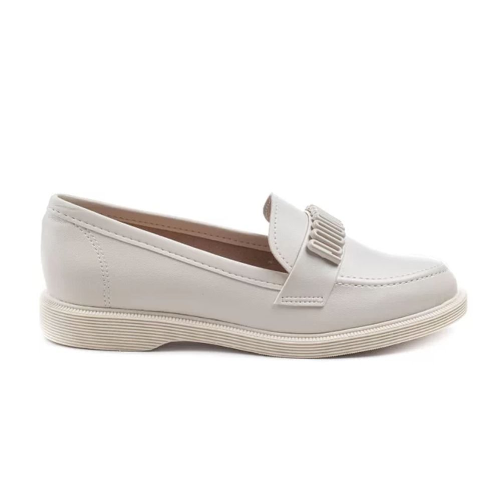 Sapato Feminino Mocassim Moleca Branco Branco 1