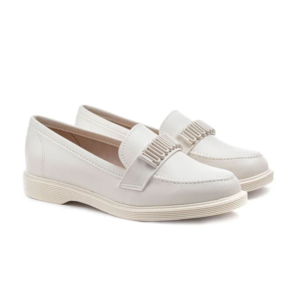 Sapato Feminino Mocassim Moleca Branco Branco 2