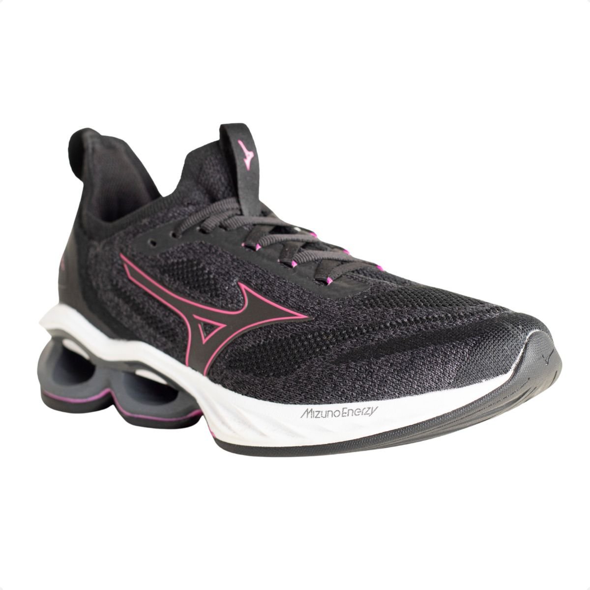 Tenis Running Wave Creation 24 Mizuno Preto/Cinza/Rosa 2