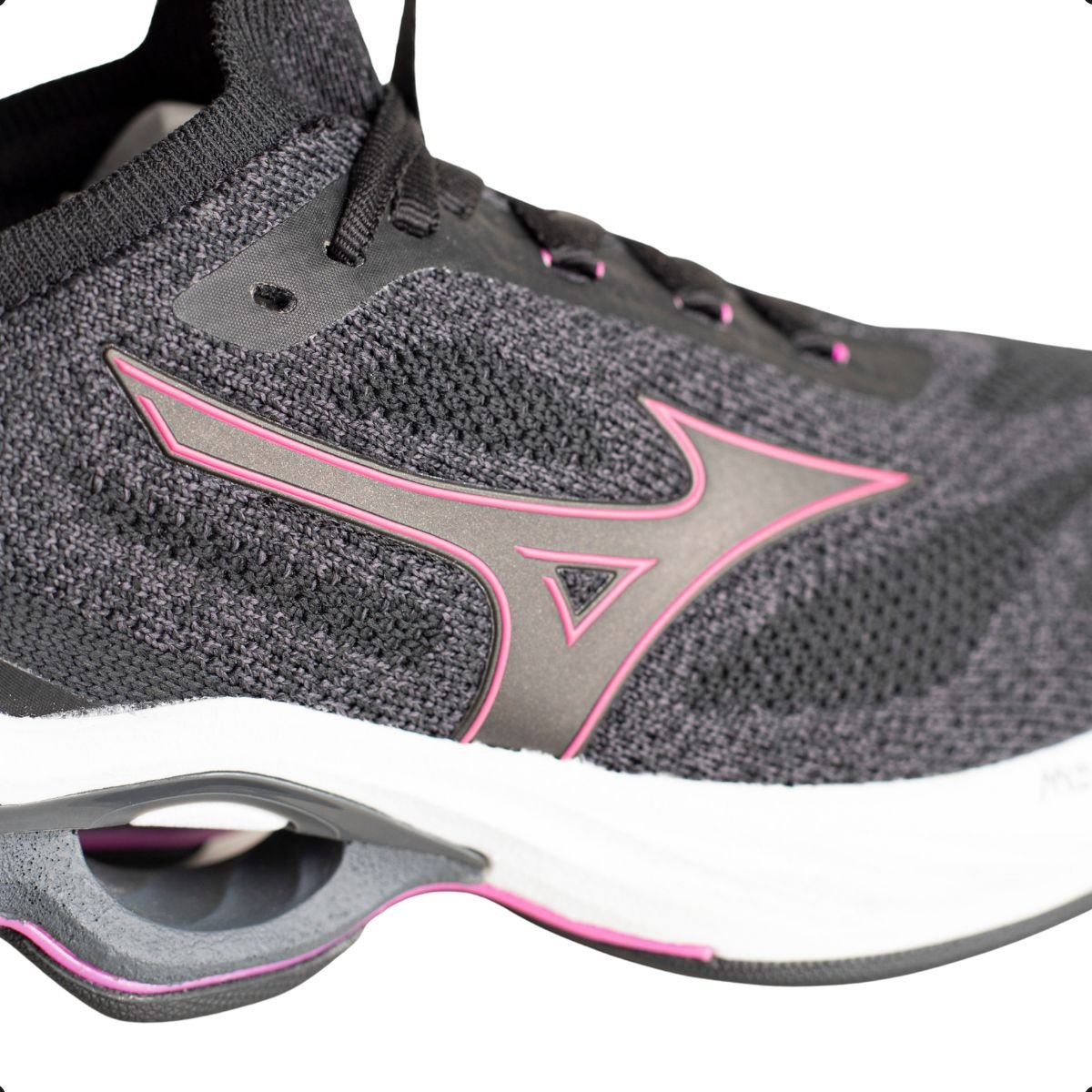 Tenis Running Wave Creation 24 Mizuno Preto/Cinza/Rosa 3