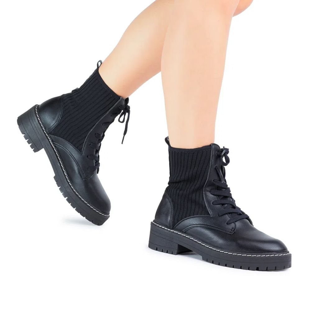 Bota Feminina Coturno Bebecê Preta Preto 2