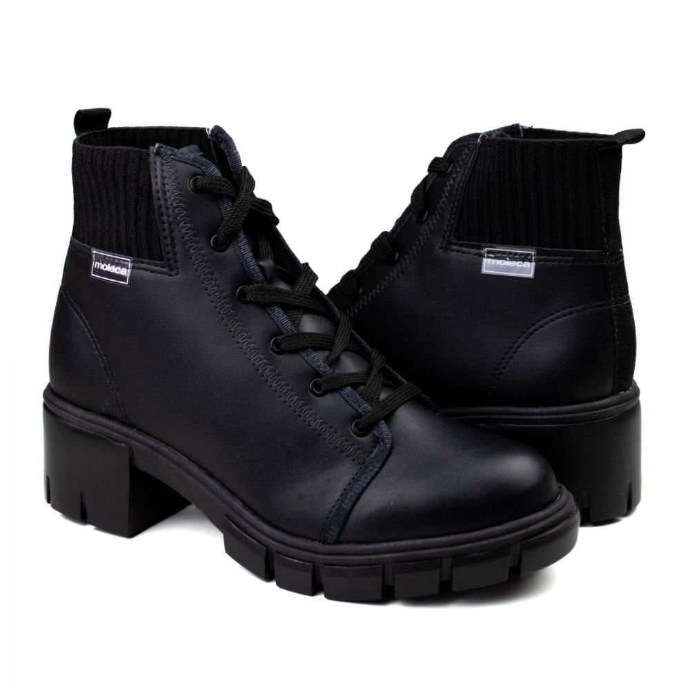 Bota Feminina Coturno Moleca Preta Preto 2