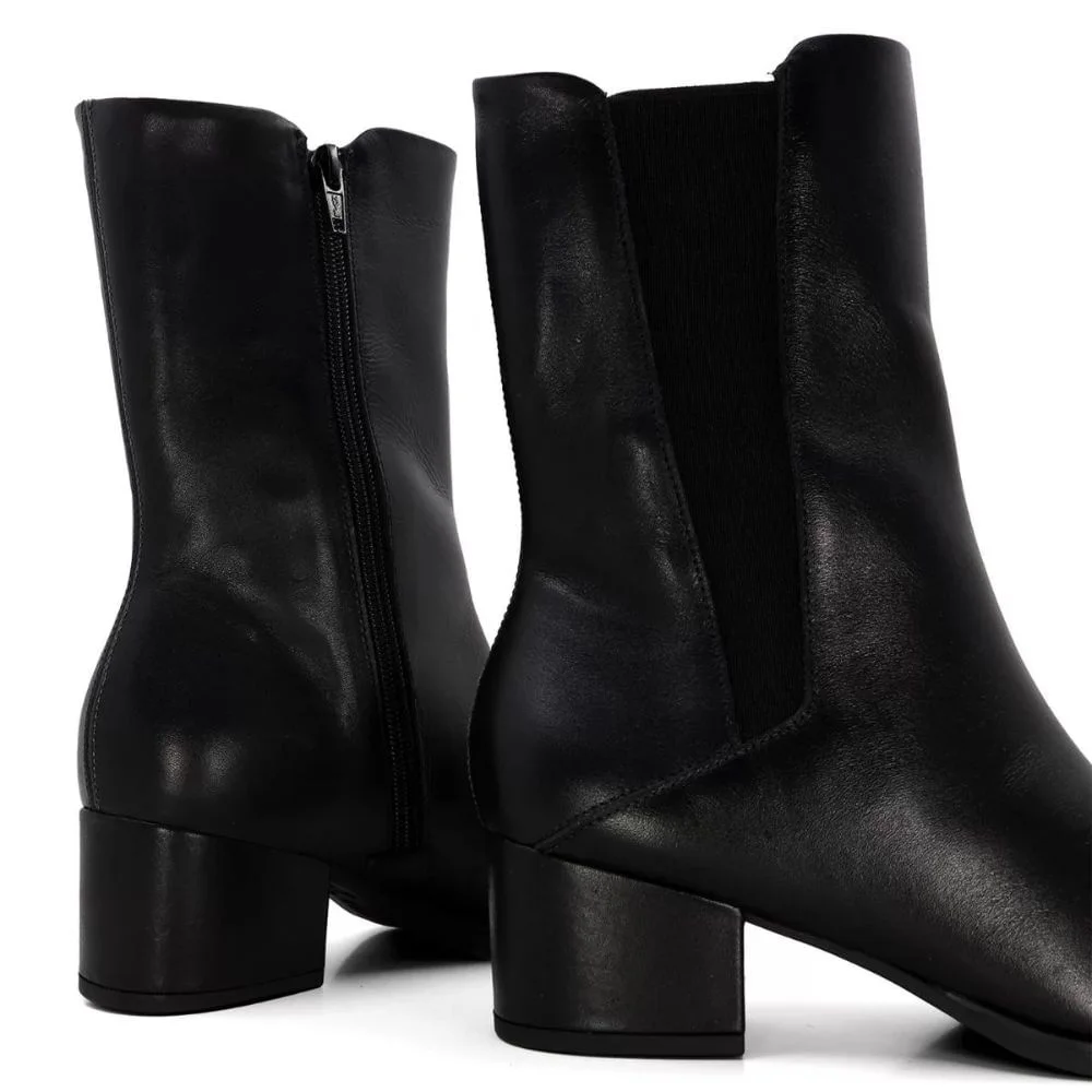 Bota Feminina Cano Médio Usaflex Preta Preto 2