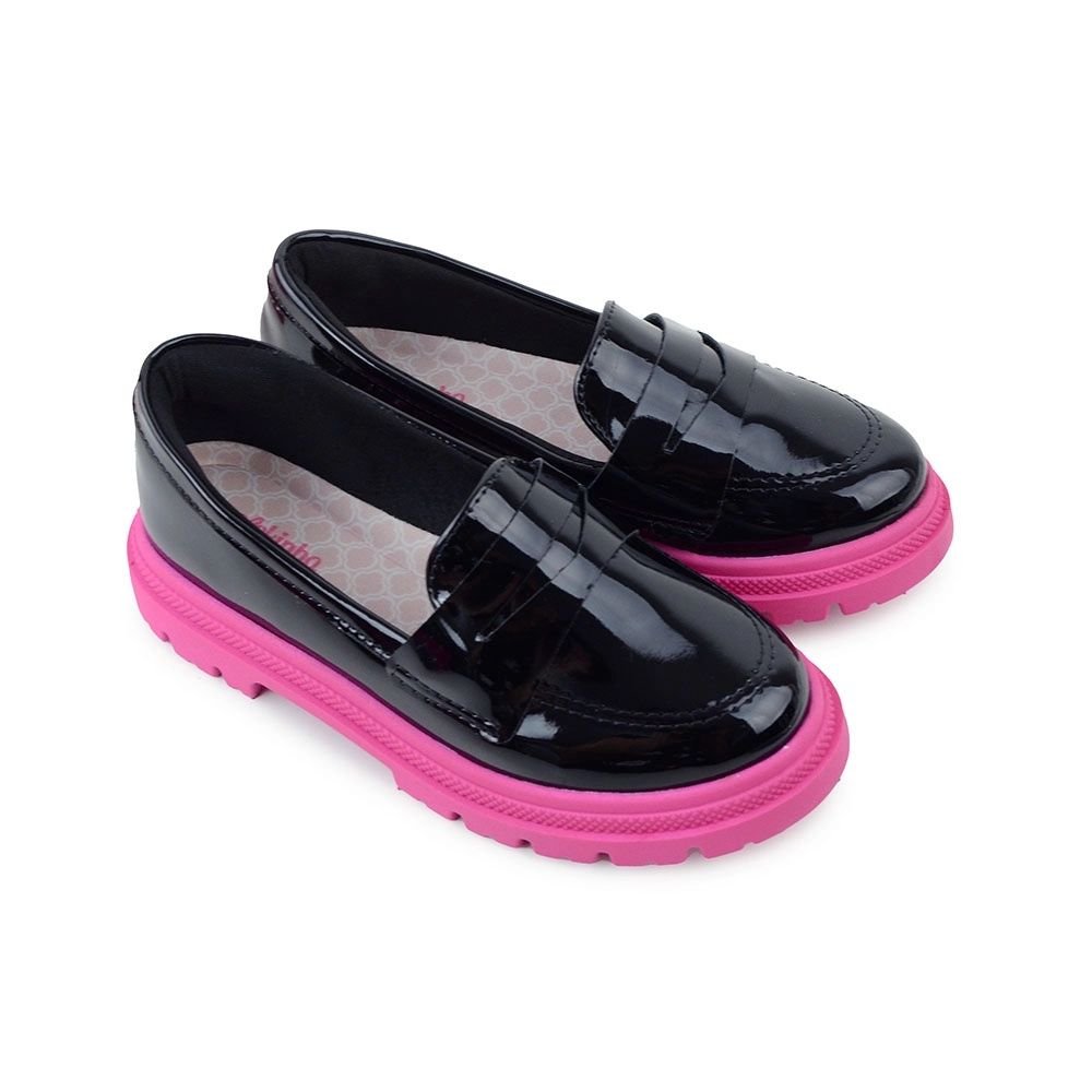 Sapato Infantil Mocassim Molekinha Em Verniz Preto Preto 2