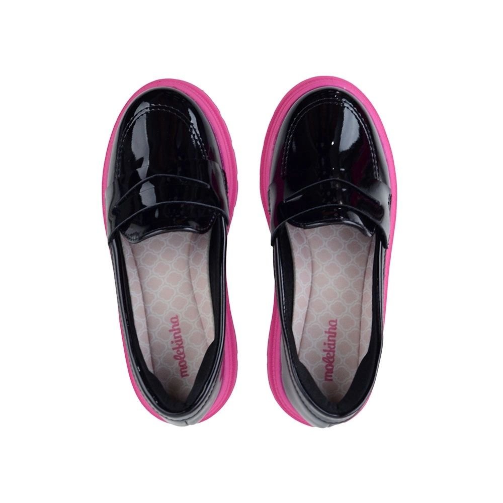 Sapato Infantil Mocassim Molekinha Em Verniz Preto Preto 3