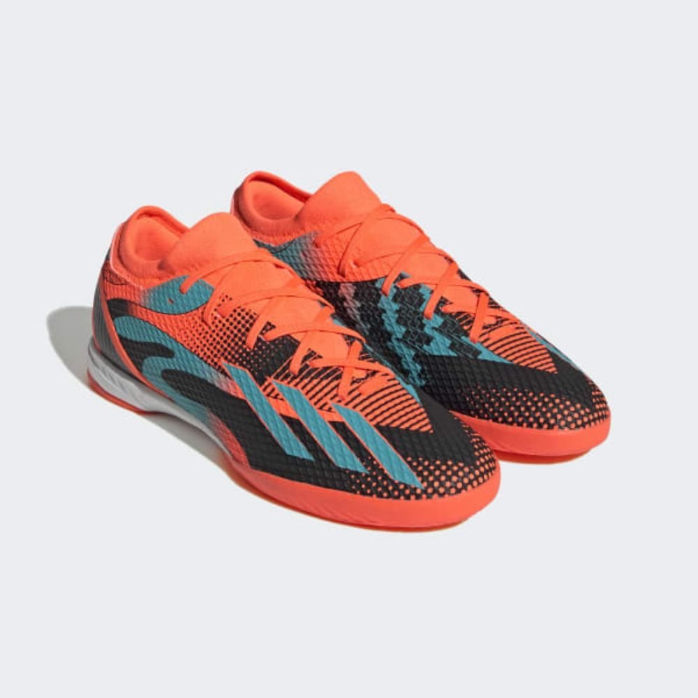 Chuteira Indoor Masculina Speedportal Messi.3 Adidas Laranja Preto 1