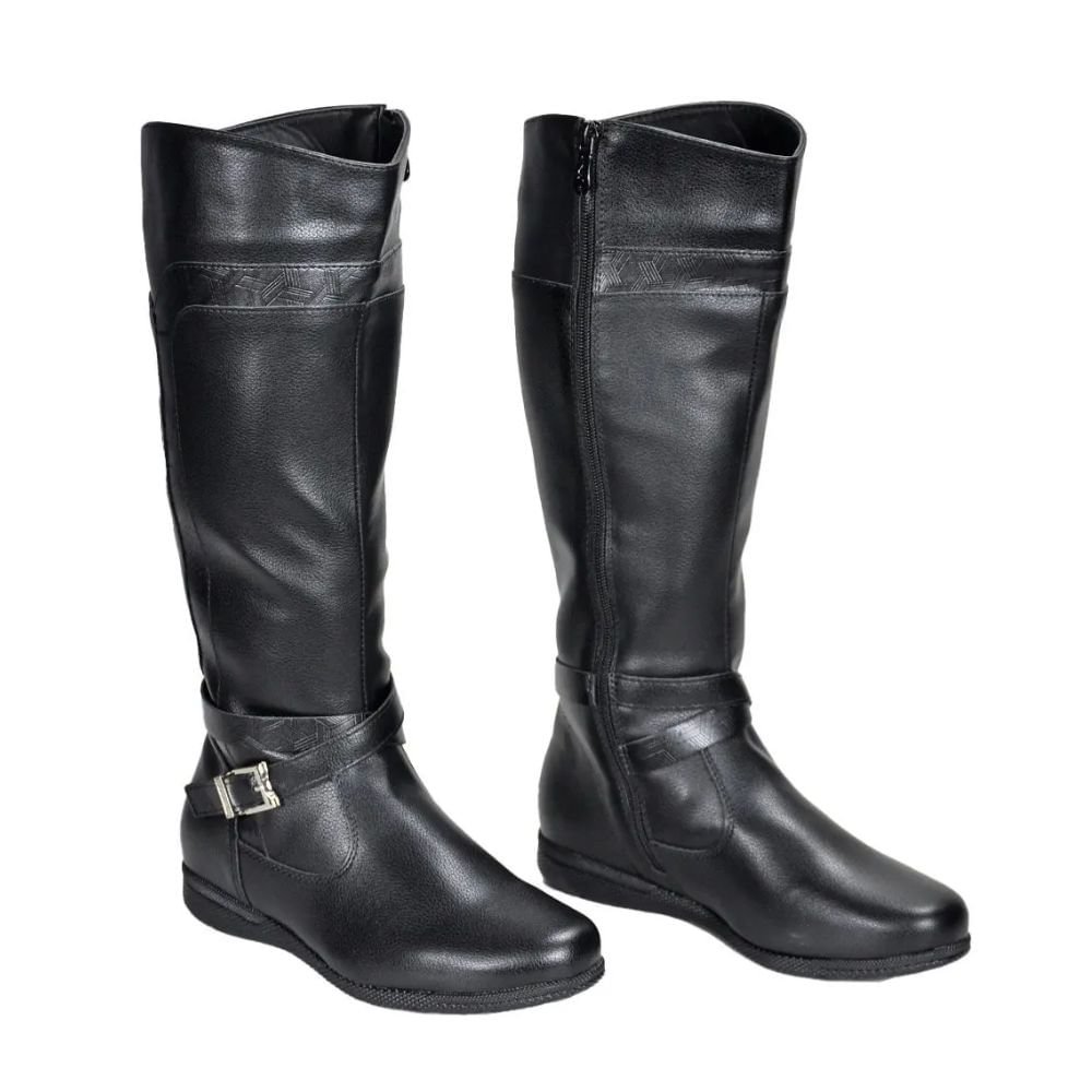Bota Feminino Rasteira Mooncity 71112 Preto 2