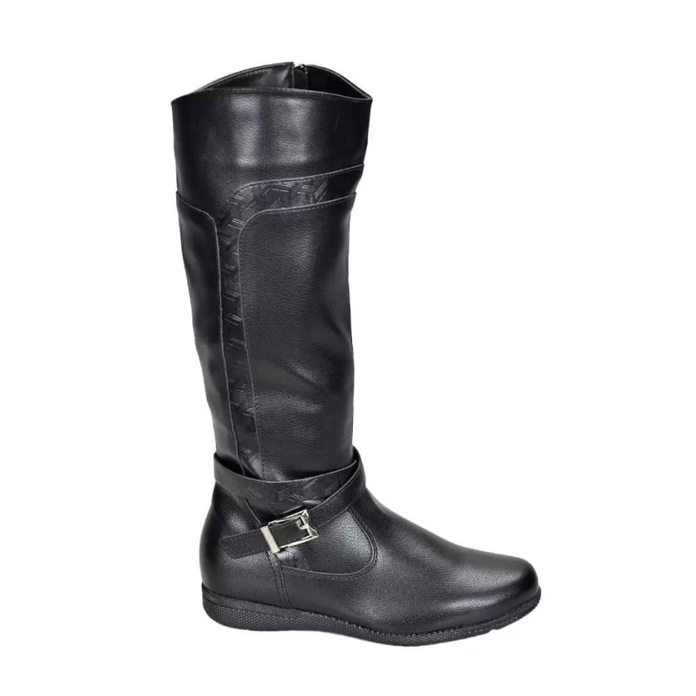 Bota Feminino Rasteira Mooncity 71112 Preto 4