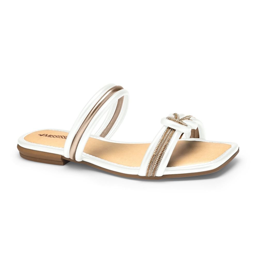 Tamanco Feminino Rasteiro Mississipi Q9971 Branco 1