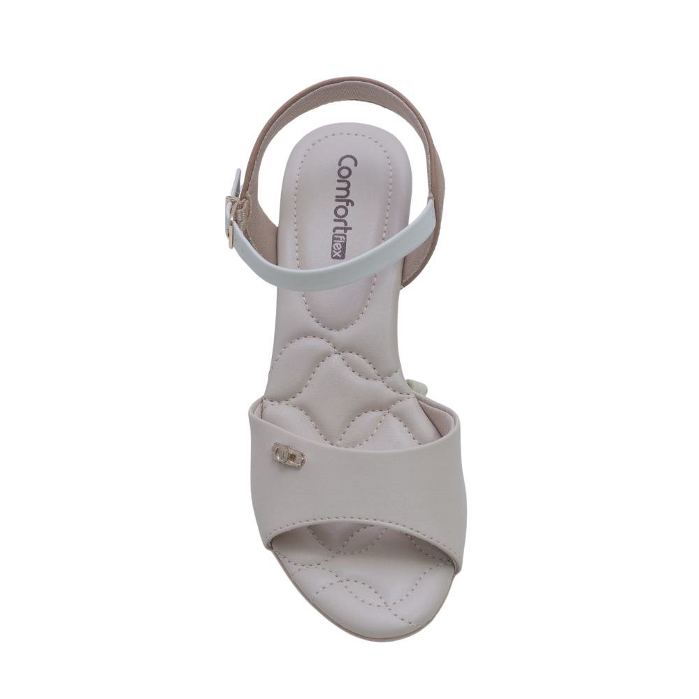 Sandália Feminino Salto Médio Comfortflex 23-5740 Bege 3