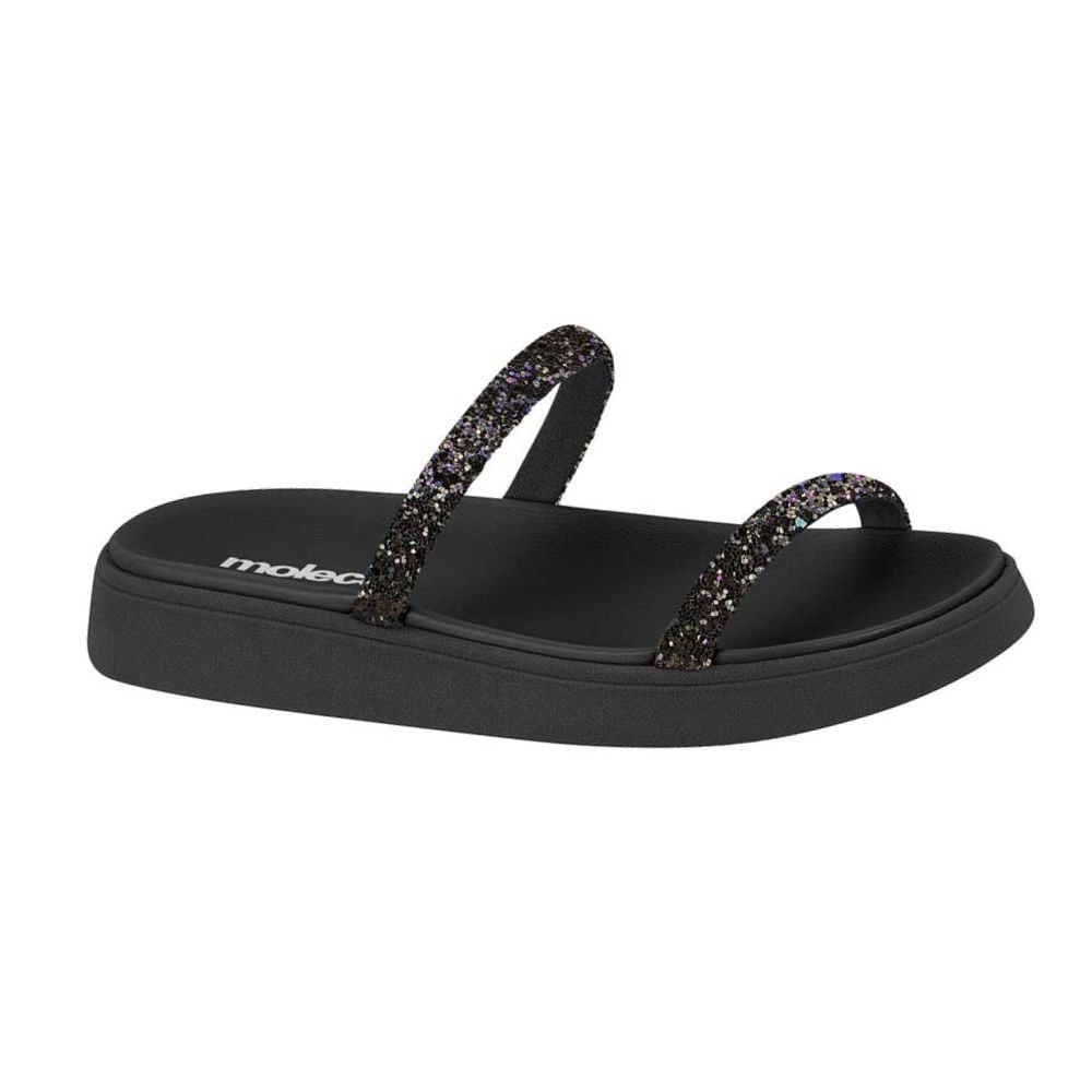 Tamanco Feminino Papete Moleca Strass Preto Preto 1